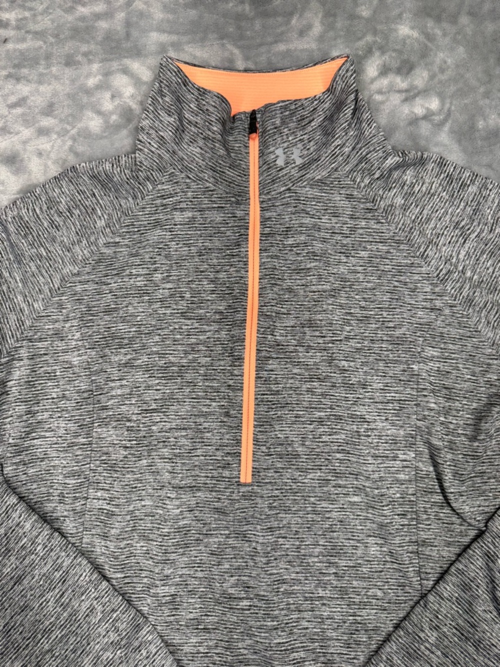 Under Armour Gray Quarter-Zip Pullover with Coral Trim - Picture 4 of 11